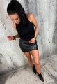 Spódnica mini eko skóra oczka kółka I-32