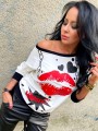 Bluza z  nadrukiem usta kiss B-180