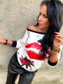 Bluza z  nadrukiem usta kiss B-180