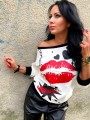 Bluza z  nadrukiem usta kiss B-180