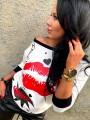 Bluza z  nadrukiem usta kiss B-180
