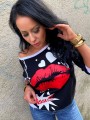 Bluza z  nadrukiem usta kiss B-180