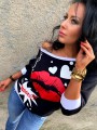 Bluza z nadrukiem usta kiss B-180