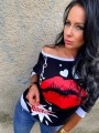 Bluza z nadrukiem usta kiss B-180