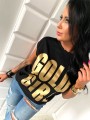 T-shirt ze złotym nadrukiem GOLD GIRL L-106