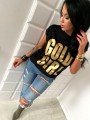 T-shirt ze złotym nadrukiem GOLD GIRL L-106