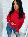 Sweter golf z ozdobnymi złotymi guziczkami na rękawach B-275