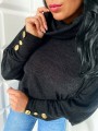 Sweter golf z ozdobnymi złotymi guziczkami na rękawach B-275