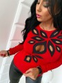 Bluzka damska zdobiona z długim rękawem liście, łezki, kwiaty B-279