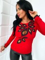 Bluzka damska zdobiona z długim rękawem liście, łezki, kwiaty B-279