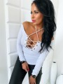 Bluzka odkrywająca ramiona z wiązaniem na dekolcie B-206