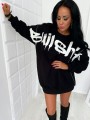 Tunika dłuższa Czarna bluza z dużymi napisami damska ,sportowa sukienka -sprawdź naszą ofertę.LipMar