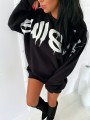 Czarna bluza streetwear damska LipMar oversize z nadrukiem BULLSHIT;. Bawełna, polska marka – kup online!