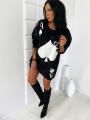 Czarna bluza sukienka oversize z dużym nadrukiem damska i młodzieżowa– oversize z nadrukiem karta As Pik, długi fason, bawełna, LipMar