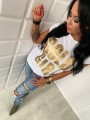 T-shirt ze złotym nadrukiem GOLD GIRL L-106
