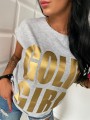 T-shirt ze złotym nadrukiem GOLD GIRL L-106