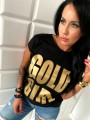 T-shirt ze złotym nadrukiem GOLD GIRL L-106