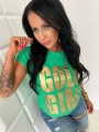 T-shirt ze złotym nadrukiem GOLD GIRL L-106
