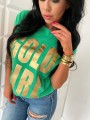 T-shirt ze złotym nadrukiem GOLD GIRL L-106