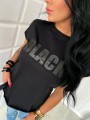 T-shirt damski nadruk WHITE długi L-116