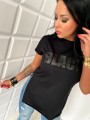 T-shirt damski nadruk WHITE długi L-116