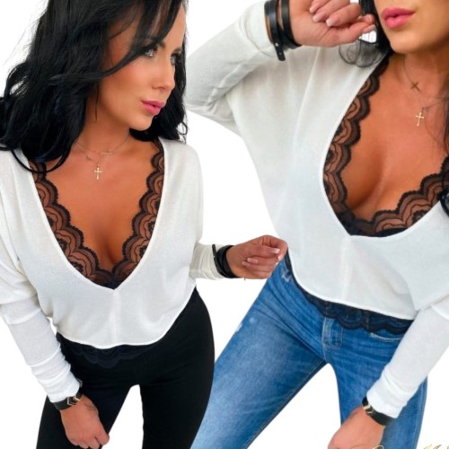 Sweter kimonowy fason, ozdobna koronka, głęboki dekolt B-274.jpeg