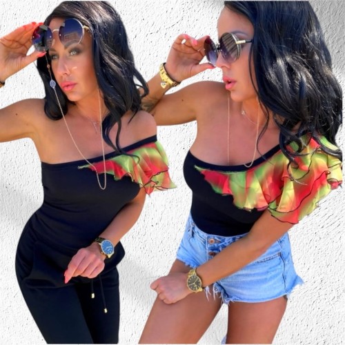 Bluzka damska z falbaną na ramieniu