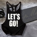 Bokserka czarna sportowa tank top nadruk Let’s GO!