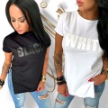 T-shirt damski z nadrukiem BLACK i WHITE – bawełniana koszulka basic