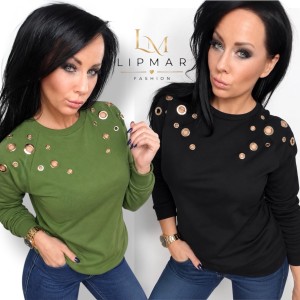 Elegancka Bluza dasmka zdobiona .Bawełniana bluza 