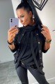 Sweter z golfem ozdobne szelki kolory B-254