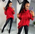 Sweter z golfem ozdobne szelki kolory B-254
